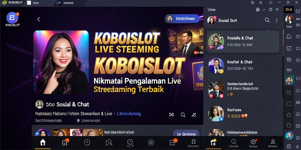Antarmuka KOBOISLOT menunjukkan fungsi Live Streaming yang menarik.