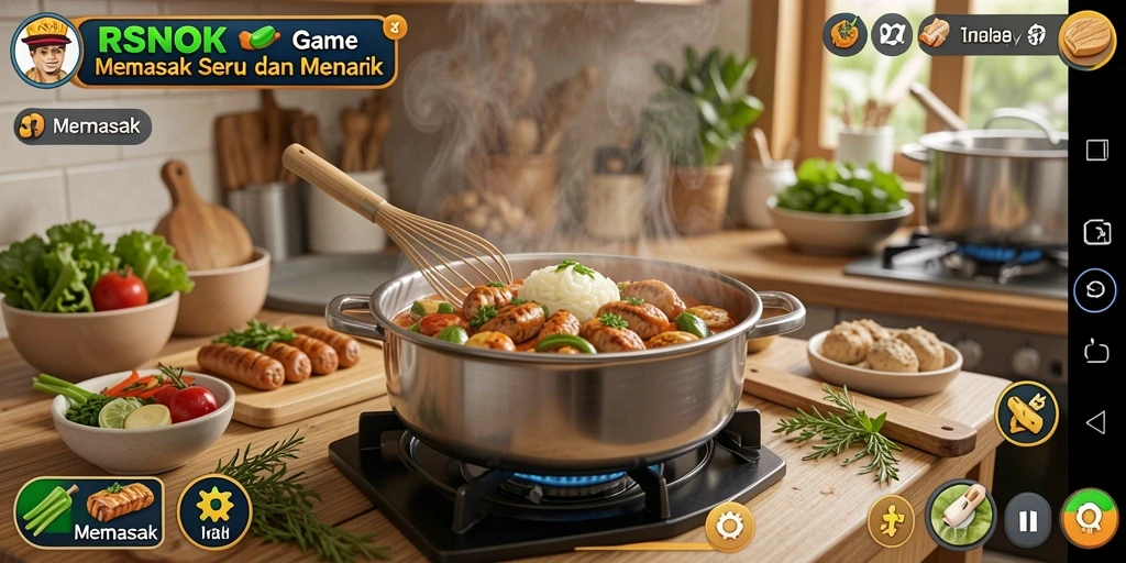Tampilan antarmuka RSNOK yang menarik dalam game Memasak.