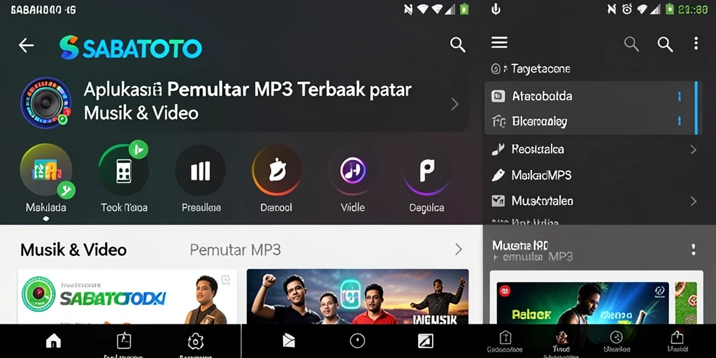 Antarmuka aplikasi SABATOTO saat memutar lagu.