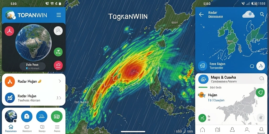 Antarmuka TOPANWIN menampilkan radar hujan dengan informasi cuaca real-time.